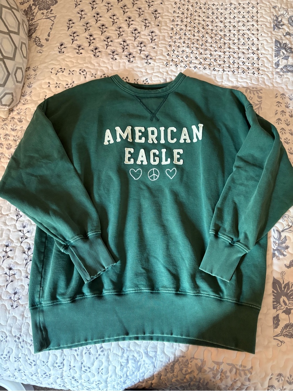 American Eagle Outfitters Emerald Green Logo Crewneck Sweatshirt